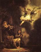 REMBRANDT Harmenszoon van Rijn The Archangel Raphael leaving Tobias-s Family oil